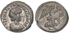 ROMAN COINS: ROMAN EMPIRE Tetradracma. Acuñada el 265-266 d.C. SALONINA. ALEJANDRÍA. Anv.: Busto diademado a derecha, alrededor leyenda. Rev.: Nike en pie a derecha, delante LI¶. 9,67 grs. Ve. Dattari