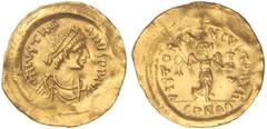 BYZANTINE COINS Tremisis. JUSTINIANO I (527-565 d.C.). CONSTANTINOPLA. Anv.: D. N. IVSTINIANVS P. P. AV¶. Busto diademado a derecha. Rev.: VICTORIA AVGVSTORVM. En exergo: CONOB. Victoria en pie a dere