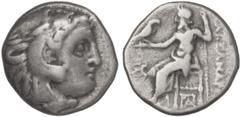 GREEK COINS Dracma. 336-323 a.C. ALEJANDRO MAGNO. MACEDONIA. Anv.: Cabeza de Hércules con piel de león a derecha. Rev.: Zeus entronizado a izquierda detrás leyenda, delante y debajo de la silla monogr