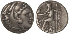 GREEK COINS Dracma. 336-323 a.C. ALEJANDRO MAGNO. INCIERTAS DE MACEDONIA, TRACIA y TESALIA. Anv.: Cabeza de Hércules con piel de león a derecha. Rev.: Zeus entronizado a izquierda, detrás leyenda, del