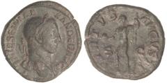 ROMAN COINS: ROMAN EMPIRE Sestercio. Acuñada el 222-231 d.C. ALEJANDRO SEVERO. Anv.: IMP. SEV. ALEXANDER AVG. Busto laureado a derecha. Rev.: VIRTVS AVGVSTI S. C. Alejandro en pie a izquierda, con cet