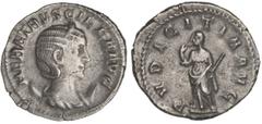 ROMAN COINS: ROMAN EMPIRE Denario. Acuñada el 249-251 d.C. HERENNIA ETRUSCILLA. Rev.: PVDICITIA AVG. Pudibundez en pie a izquierda con cetro. 3,62 grs. AR. C-17. MBC+.