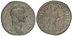 ROMAN COINS: ROMAN EMPIRE Sestercio. Acuñada el 231 d.C. ALEJANDRO SEVERO. Anv.: IMP. ALEXANDER PIV(S) AVG. Busto laureado a derecha. Rev.: P. M. TR. P. X COS. III P. P. S. C. Annona en pie a izquierd