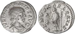 ROMAN COINS: ROMAN EMPIRE Denario. Acuñada el 222 d.C. JULIA SOEMIAS. Anv.: IVLIA SOAEMIAS AVG. Busto a derecha. Rev.: VENVS CAELESTIS. Venus en pie a izquierda con cetro y manzana. 2,20 grs. AR. C-8.