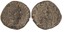 ROMAN COINS: ROMAN EMPIRE Sestercio. Acuñada el 249-251 d.C. HERENNIA ETRUSCILLA. Anv.: (HERENNIA) ETRVSCILLA (AVG.). Busto diademado a derecha. Rev.: PVDICITIA AVG. (S. C.). Pudibundez sentada a izqu