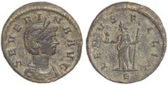 ROMAN COINS: ROMAN EMPIRE Denario. Acuñada el 270-275 d.C. SEVERINA. Anv.: SEVERINA AVG. Busto diademado a derecha. Rev.: VENVS FELIX. Venus en pie a izquierda con cetro y Cupido. 2,62 grs. AE. Pátina