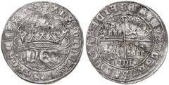 MEDIEVAL COINS: KINGDOM OF CASTILE AND LEÓN Real. ENRIQUE IV. SEGOVIA. Anv.: ¶XPS¶VINCI¶XPS¶REGNA¶XPS. HEN coronadas. Rev.: ¶ENRICVS¶CARVS¶DEI¶GRACIA. Castillos y leones cuartelados, debajo acueducto.