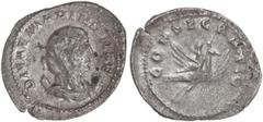 ROMAN COINS: ROMAN EMPIRE Antoniniano. Acuñada el 254 d.C. MARINIANA. Anv.: DIVAE MARINIANAE. Busto con velo a derecha, sobre media luna. Rev.: CONSECRATIO. Mariniana con velo y cetro, remontándose a 