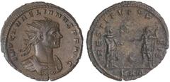 ROMAN COINS: ROMAN EMPIRE Antoniniano. Acuñada el 270-275 d.C. AURELIANO. Rev.: RESTITVT ORBIS. Aureliano en pie con lanza a izquierda, recibiendo una guirnalda ofrecida por una mujer. 3,62 grs. Ve. (