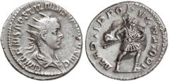 ROMAN COINS: ROMAN EMPIRE Antoniniano. Acuñada el 251 d.C. HOSTILIANO. Rev.: MARTI PROPVGNATORI. Marte avanzando a derecha, con lanza y escudo. 4,21 grs. AR. C-15; RIC-177B. MBC+.