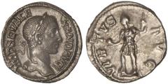 Roman Coins Empire Denario. Acuñada el 228-231 d.C. ALEJANDRO SEVERO. Anv.: IMP. SEV. ALEXAND. AVG. Busto laureado a derecha. Rev.: VIRTVS AVG. Alejandro Severo en pie a izquierda con globo y lanza. 3