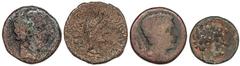 Celtiberian Coins Lote 4 monedas Semis y As (3). 120 a.C.-27 d.C. CAESARAUGUSTA y CESE (2). AE. CAESARAUGUSTA: As Epoca de Augusto, yunta a derecha AB-327; CESE: Semis caballo saltando a derecha AB-22