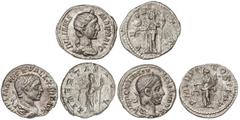 ROMAN COINS: ROMAN EMPIRE Roman Coins Lote 3 monedas Denario. ALEJANDRO SEVERO (2) y JULIA MAMEA. AR. Alejandro Severo: LIBERTAS AVG. Y P.M. TR.P (VII) COS. II P.P. (C-147, 346; RIC-286, 78). Julia Ma