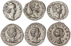 ROMAN COINS: ROMAN EMPIRE Roman Coins Lote 6 monedas Denario. ADRIANO, FAUSTINA MADRE, CÓMODO, JULIA DOMNA, JULIA SOEMIAS y JULIA MAESA. AR. Incluye Adriano rev: PIETAS AVG. C-1028, RIC-257; Faustina 