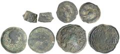 CELTIBERIAN COINS Lots and Collections Lote 4 monedas 1/8 Calco, Semis (2) y As. CARISA, EBUSUS y OBULCO (2). AE. Incluye : 1/8 Calco Ebusus, Semis Carisa y Obulco y As de Obulco. A EXAMINAR. AB-452 s