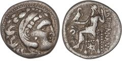 GREEK COINS Ancient Greece Dracma. 301-297 a.C. ALEJANDRO MAGNO (Acuñación póstuma de LISÍMACO). COLOPHON. Anv.: Cabeza de Hércules con piel de león a derecha. Rev.: Zeus entronizado sosteniendo cetro
