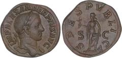 ROMAN COINS: ROMAN EMPIRE Roman Coins Sestercio. Acuñada el 231-235 d.C. . ALEJANDRO SEVERO. Anv.: IMP. ALEXANDER PIVS AVG. Busto laureado a derecha. Rev.: SPES PVBLICA S.C. Esperanza en marcha a izqu