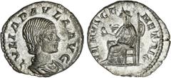 ROMAN COINS: ROMAN EMPIRE Roman Coins - Empire Denario. Acuñada el 219 d.C. JULIA PAULA. Anv.: IVLIA PAVLA. Busto a derecha. Rev.: VENVS GENETRIX. Venus sentada a izquierda. 2,76 grs. AR. Restos de br