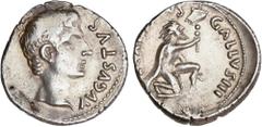 ROMAN COINS: ROMAN EMPIRE Roman Empire Denario. Acuñada el 12 a.C. AUGUSTO. L. Caninius Gallus. Anv.: AVGVSTVS. Cabeza descubierta de Augusto a derecha. Rev.: L. CANINIVS GALLVS III. VIR. Soldado part