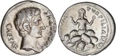 ROMAN COINS: ROMAN EMPIRE Roman Empire Denario. Acuñada el 18 a.C. AUGUSTO. P. Petronius Turpilianus. Anv.: CAESAR AVGVSTVS. Cabeza de Augusto a derecha. Rev.: TVRPILIANVS III. VIR. Tarpeia de frente 