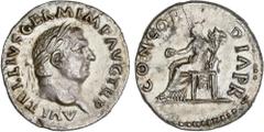 ROMAN COINS: ROMAN EMPIRE Roman Empire Denario. Acuñada el 69 d.C. VITELIO. Anv.: A. VITELLIVS GERM. IMP. AVG. TR. P. Cabeza laureada de Vitelio a derecha. Rev.: CONCORDIA P. R. Concordia sentada a iz