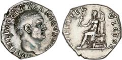 ROMAN COINS: ROMAN EMPIRE Roman Empire Denario. Acuñada el 69 d.C. VITELIO. Anv.: A. VITELLIVS GERMANICVS IMP. Cabeza descubierta de Vitelio a derecha. Rev.: IVVPITER VICTOR. Júpiter sentado a izquier