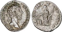 ROMAN COINS: ROMAN EMPIRE Roman Empire Denario. Acuñada el 180-183. COMODO. Anv.: M. COMMODVS ANTONINVS AVG. Busto a derecha. Rev.: TR. P. VII. IMP. V. COS. III. P. P. Roma en pie a izquierda. 2,99 gr