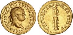 ROMAN COINS: ROMAN EMPIRE Roman Coins Áureo. Acuñada el 79 d.C. TITO. ESCASA. Anv.: IMP. TITVS CAES. VESPASIAN. AVG. P. M. Cabeza laureada de Tito a derecha. Rev.: TR. P. VIIII IMP. XIIII COS. VII P. 