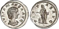 ROMAN COINS: ROMAN EMPIRE Roman Coins Denario. Acuñada el 223 d.C. JULIA MAESA. BELLA. Anv.: IVLIA MAESA AVG. Busto a derecha. Rev.: PIETAS AVG. Piedad en pie a izquierda. 3,67 grs. AR. Restos de bril