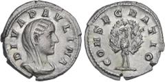 ROMAN COINS: ROMAN EMPIRE Roman Coins Denario. Acuñada el 235-236 d.C. PAULINA. RARA. Anv.: DIVA PAVLINA. Busto velado a derecha. Rev.: CONSECRATIO. Pavo real de frente con la cola desplegada. 3,24 gr