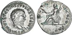 ROMAN COINS: ROMAN EMPIRE Roman Empire Denario. Acuñada el 79 d.C. TITO. Anv.: IMP. TITVS CAES. VESPASIAN. AVG. P. M. Cabeza laureada a derecha. Rev.: TR. P. VIIII. IMP. XIIII. COS. VII. P. P. Ceres s