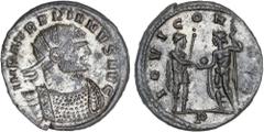 ROMAN COINS: ROMAN EMPIRE Roman Coins Antoniniano. Acuñada el 273-274 d.C. AURELIANO. ESCASA. Anv.: IMP. AVRELIANVS AVG. Busto radiado a derecha. Rev.: IOVI CONSER. En exergo P. Aureliano en pie recib