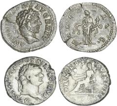 ROMAN COINS: ROMAN EMPIRE ROMAN COINS: ROMAN EMPIRE Roman Empire Lots Lote 2 monedas Denario. TITO y CÓMODO. AR. Tito: PRINCEPS IVVENTVTIS. Esperanza sentada a izquierda sosteniendo globo y Comodo: FI