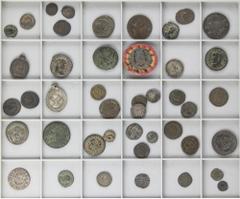 LOTS AND COLLECTIONS LOTS AND COLLECTIONS Lots and Collections Lote 34 monedas. IMPERIO ROMANO, BIZANTINO, MEDIEVAL a ALFONSO XII. AE, AR, Latón, Br.... Interesante lote resto de colección. Incluye mo