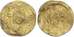 BYZANTINE COINS Byzantine Coins Sólido. (527-565 d.C.). JUSTINIANO I. CONSTANTINOPLA. Anv.: D. N. IVSTINIANVS P. P. AVC. Busto de frente con casco y globo crucífero. Rev.: VICTORIA AVGGG Z. CONOB. Est