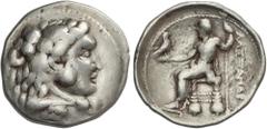 GREEK COINS Ancient Greece Tetradracma. 333-327 a.C. ALEJANDRO MAGNO. MACEDONIA. Anv.: Cabeza de Hércules con piel de león a derecha. Rev.: Zeus entronizado a derecha, detrás leyenda. 16,84 grs. AR. M