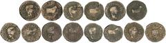 CELTIBERIAN COINS Celtiberian Coins Lote 7 monedas As. 14-36 d.C. ÉPOCA DE TIBERIO. CALAGURRIS (CALAHORRA, La Rioja). Anv.: TI. CAESAR DIVI. AVG. F. AVGVSTVS. Cabeza laureada de Tiberio a derecha. Rev