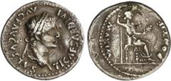 ROMAN COINS: ROMAN EMPIRE Roman Coins Denario. Acuñada el 14-37 d.C. TIBERIO. Anv.: TI. CAESAR DIVI AVG. F. AVGVSTVS. Cabeza laureada de Tiberio a derecha. Rev.: PONTIF. MAXIM. Livia sentada a derecha