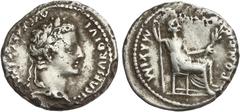ROMAN COINS: ROMAN EMPIRE Roman Coins Denario. Acuñada el 14-37 d.C. TIBERIO. Anv.: TI. CAESAR DIVI AVG. F. AVGVSTVS. Cabeza laureada de Tiberio a derecha. Rev.: PONTIF. MAXIM. Livia sentada a derecha