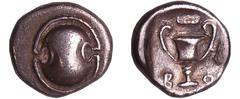 GREEK COINS Illyrie - Béotie - Thèbes - Hémidrachme (379-338 av. J.-C.) A/ Anépigraphe. Bouclier béotien. R/ BO / I. Cratère. TTB GC.2396-BCD Boiotia 23 Ar ; 2.58 gr ; 14 mm