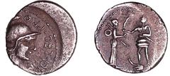 ROMAN COINS Pompée le jeune - Denier (46-45 av. J.C.) A/ M POBLICI LEG PRO PR Rome casquée à droite. R/ CN MAGNVS IMP L'Espagne debout à gauche recevant une palme d'une Victoire. TTB RRC.469/1-RCV.138