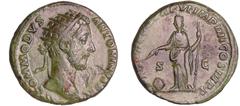 ROMAN COINS Commode - Dupondius (181, Rome) A/ COMMODVS ANTONINVS AVG Tête radiée à droite. R/ PROV DEOR TR P VI IMP IIII COS III PP P // S C La Providence debout à gauche tenant une baguette et un sc