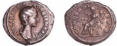 ROMAN COINS Orbiane - Denier (225, Rome) - La Concorde A/ SALL BARBIA ORBIANA AVG Buste diadémé à droite. R/ CONCORDIA AVGG. La Concorde assise à gauche, tenant une patère et une double corne d'abonda