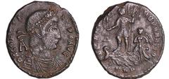 ROMAN COINS Constans - Maiorina (Trèves) A/ D N CONSTANS P F AVG Buste diadémé, drapé et cuirassé à droite. R/ FEL TEMP REPARATIO - B // TRP Constans debout à gauche sur un vaisseau. Derrière lui, une