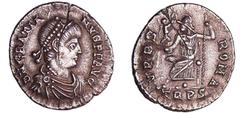 ROMAN COINS Gratien - Silique (375-378, Trèves) A/ D N GRATIANVS P F AVG Buste diadémé à droite. R/ VRBS ROMA // TRPS. Rome assise à gauche tenant une haste et un globe surmonté d'une Victoire. SUP RS