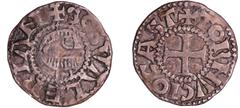 FEUDAL COINS France - Bourgogne - Abbaye de Tournus - Denier A/ + SC VALERIAN. Tête barbue de Saint Valérien à droite. R/ + TORNVCIO CAST. Croix. TTB Bd.1197 (5f)-PA.5610-SMCF.4965 Ar ; 1.14 gr ; 18 m