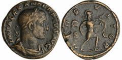 ROMAN COINS Alexandre Sévère - Sesterce (232, Rome) - Mars A/ IMP ALEXANDER PIVS AVG Buste lauré à droite. R/ MARS VLTOP // SC. Mars marchant à droite en tenant une haste et un bouclier. TTB RSC.163-C