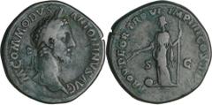 ROMAN COINS Commode - Sesterce (181, Rome) A/ M COMMODVS ANTONINVS AVG Tête laurée à droite. R/ PROV DEOR TR P VI IMP IIII COS III PP // SC La Providance debout à gauche. TB RSC.626-RCV.5794 ($600)-RI