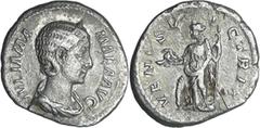 ROMAN COINS Julia Mamée - Denier (222, Rome) - Vénus A/ IVLIA MAMAEA AVG Buste nu à droite. R/ VENVS VICTRIX Vénus debout à gauche, tenant un casque et un sceptre, à ses pieds un bouclier. TTB+ RSC.76
