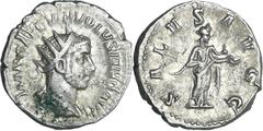 ROMAN COINS Volusien - Antoninien (252, Milan) - La Santé A/ IMP CAE C VIB VOLVSIANO AVG Buste radié et drapé à droite. R/ SALVS AVGG. La Santé debout à droite, nourrissant un serpent qu'elle tient da